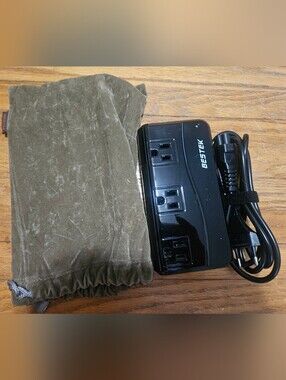 Portable Power Adaptor & Convertor BESTEK Black 3-Outlet Power Strip with Cord